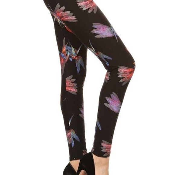 LEGGINGS DEPOT Multi Colored Dragonfly Print Full Length Leggings Size 12 NWT - Picture 2 of 3